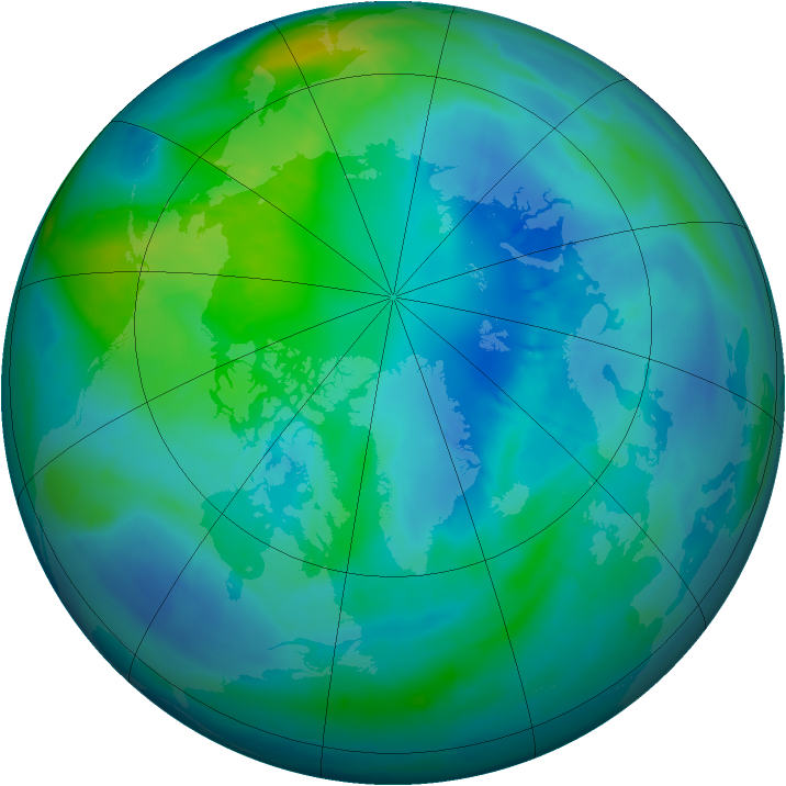 Arctic ozone map for 12 October 2008